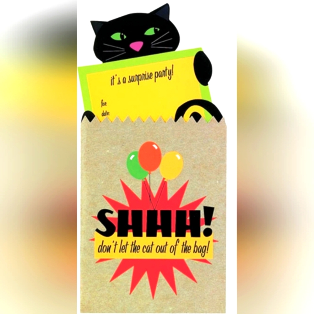 Novelty Invitations, (11) In This Box, Dont Let Cat Out Of Bag "Precious"